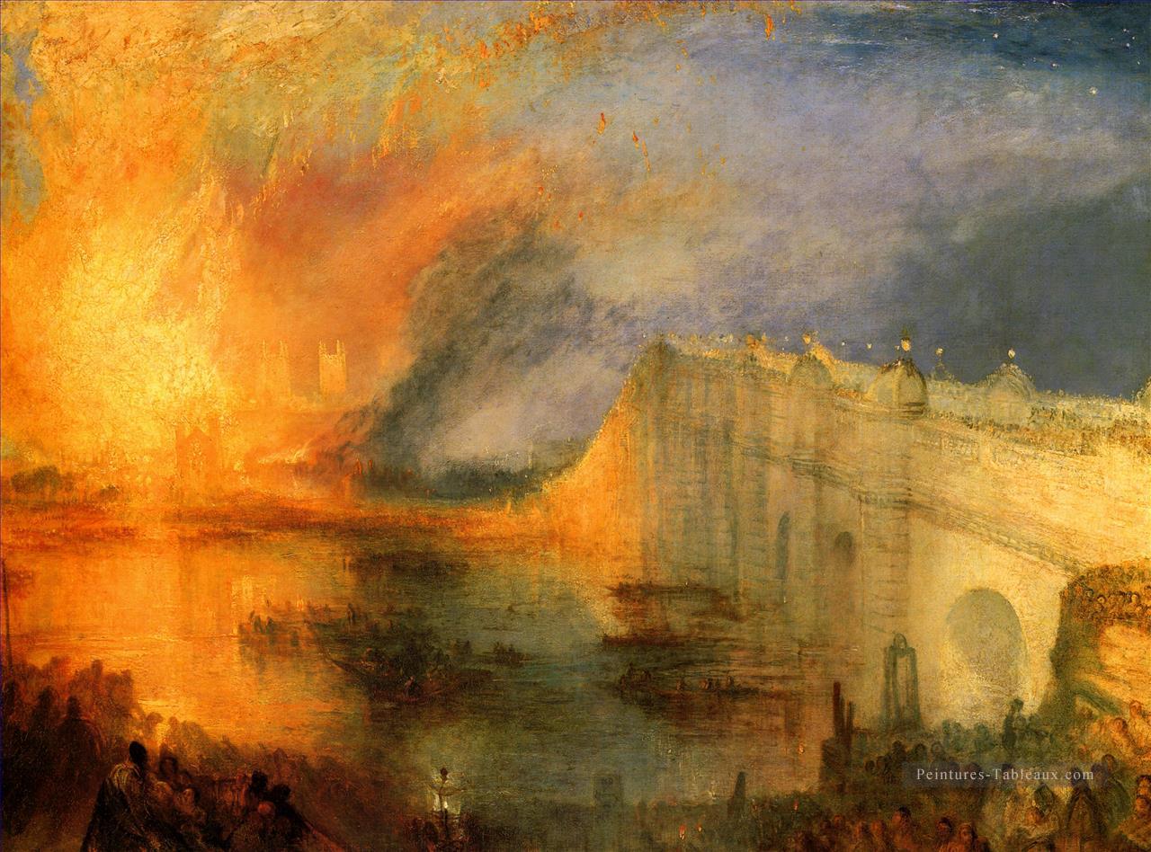 La Brûlure de la Hause des Seigneurs et des Communes paysage Turner Peintures à l'huile